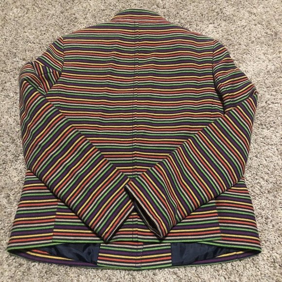 Talbots Womens Rainbow Colorful Striped Mandarin Collar Blazer Jacket Size 2P - Picture 10 of 11